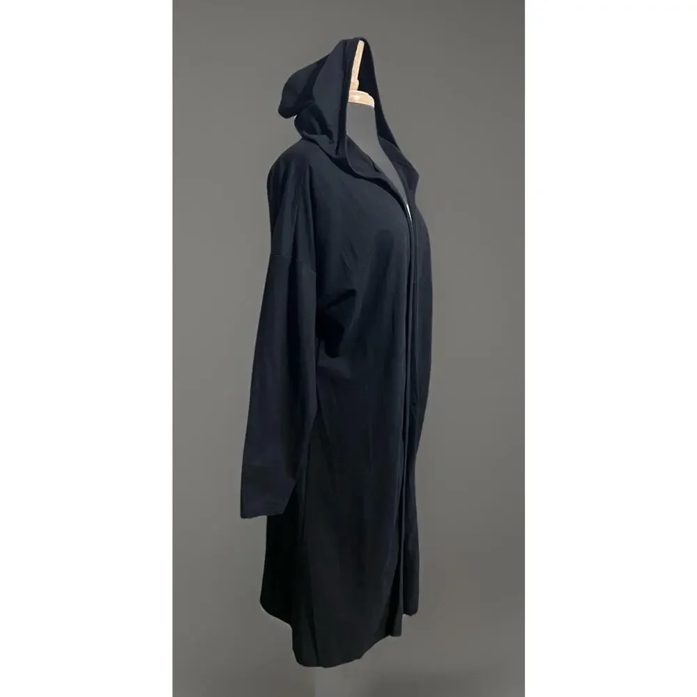 &merci Womens Large Black Hooded Trench Cardigan Cover-Up Beachy Resortwear